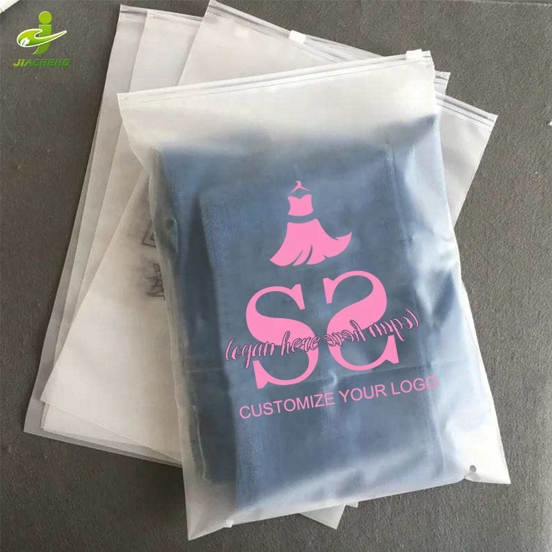 Custom Logo Matte/Frosted Plastic Poly Ziplock Clothes Packaging Slider Zipper Bags, T Shirt Swimwear Zip Lock Clothing Bags