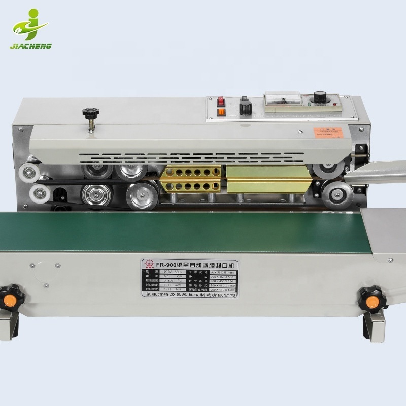 FR 900 automatic continues aluminum foil plastic pouch bag band heat sealer sealing machines for food plastics packages