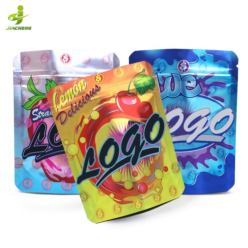 Custom print resealable plastic food seal packaging ziplock foil pouch 3.5g 7g 14g zipper smell proof candy mylar bag with logo