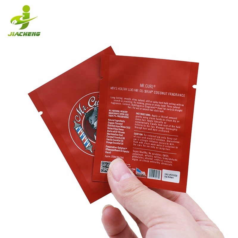 JIACHENG Small Three Side Seal Cosmetic Shampoo Packet Aluminum Foil Sachets empty Essence Oil Cream Serum Packaging packets