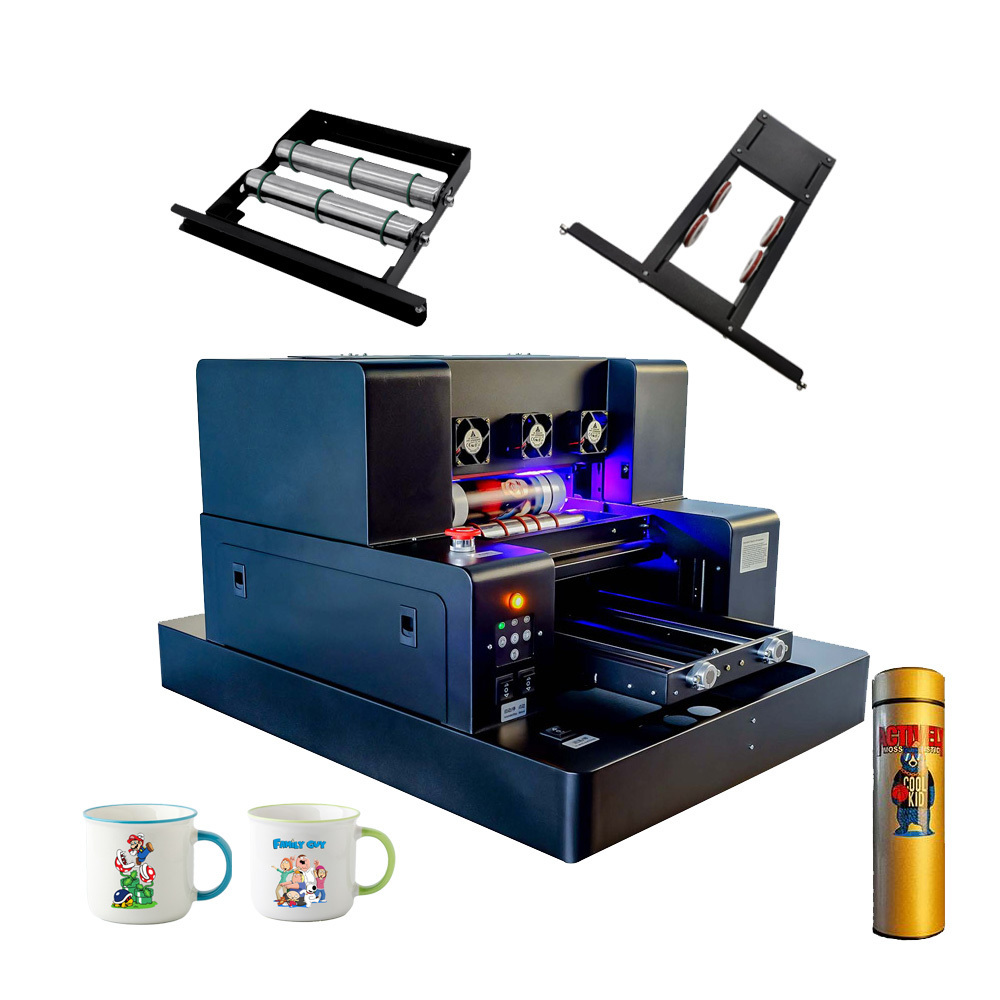 Factory sale A3 UV Printer with Varnish UV DTF for Printing Bottle Pen Phone Case A3 uv Flatbed Printer