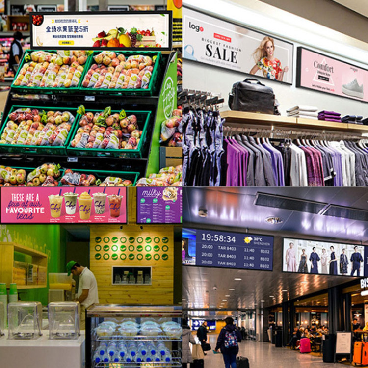 Custom Size Supermarket Indoor Advertising Media Player Strip Ultra Wide Shelf Screen Stretch Bar Lcd Display