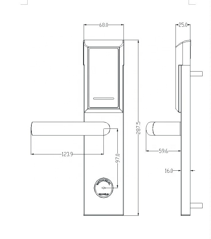 RFID hotel contactless door lock with magnetic key card system