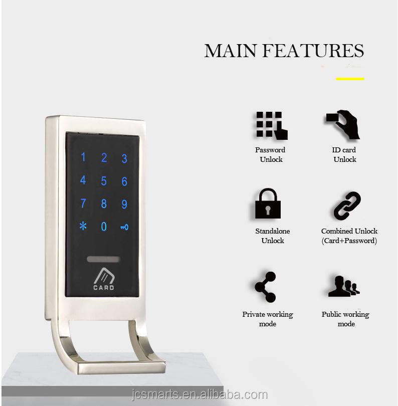 Gym hidden furniture locks digital combination lock with card reader