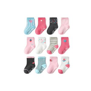 rubber sole baby child shoes socks non combed cotton ankle solid color baby socks