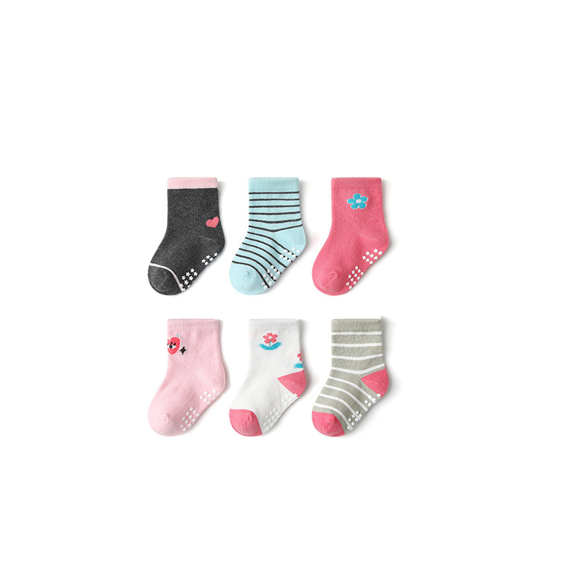 rubber sole baby child shoes socks non combed cotton ankle solid color baby socks