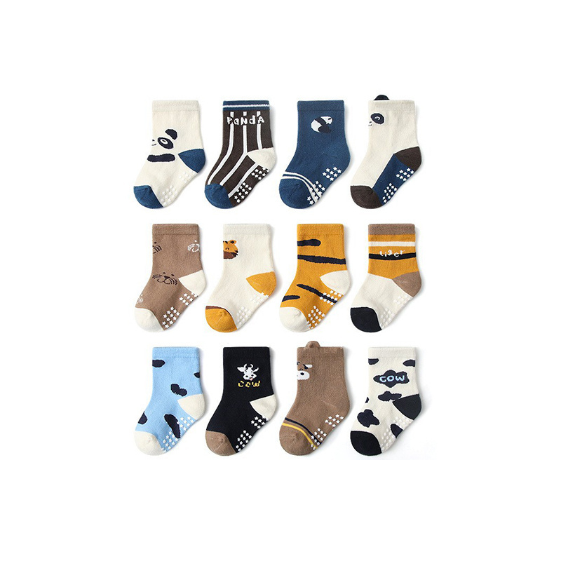 custom logo cute animal cartoon cotton grip socks toddler kids children baby socks