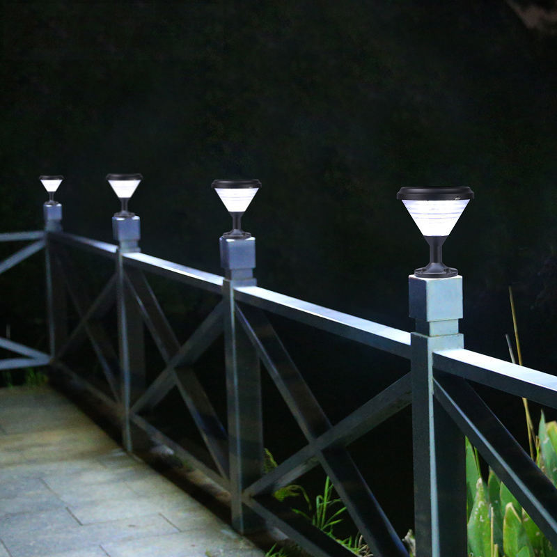 hot selling high lumen Intelligent control solar gate pillar light outdoor garden wall square post main gate fence lamp