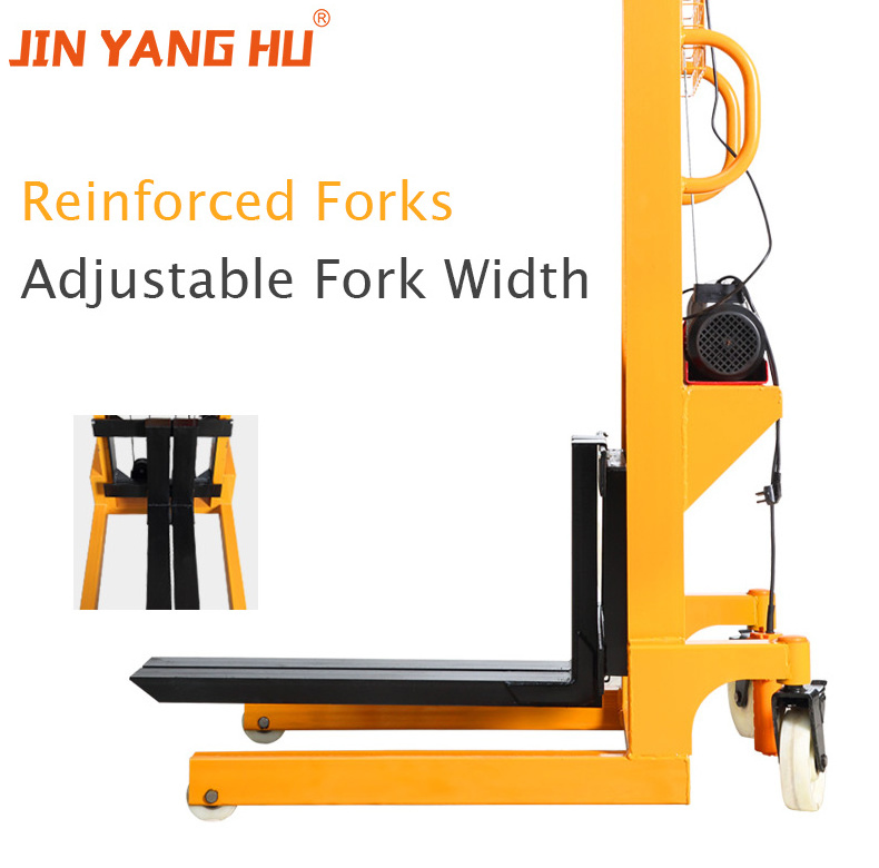 JIN YANG HU Portable Semi-electric Stacker 2 Ton Pallet Stacker by Electric Hoist Lift walk behind forklift