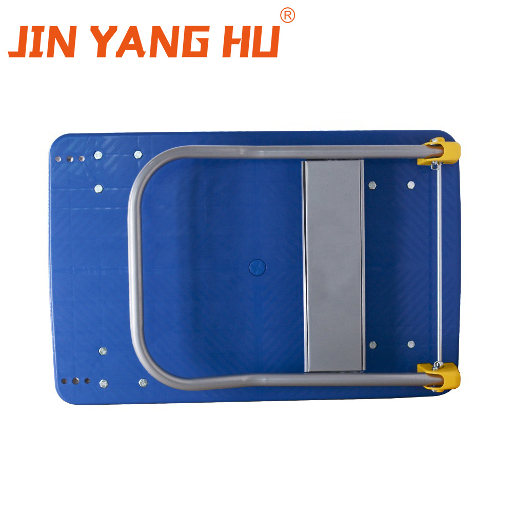 JIN YANG HU Folding Trolley Cart 200kg/400kg/ 600kg Four- wheel blue plastic Hand Cart for cargo transportation