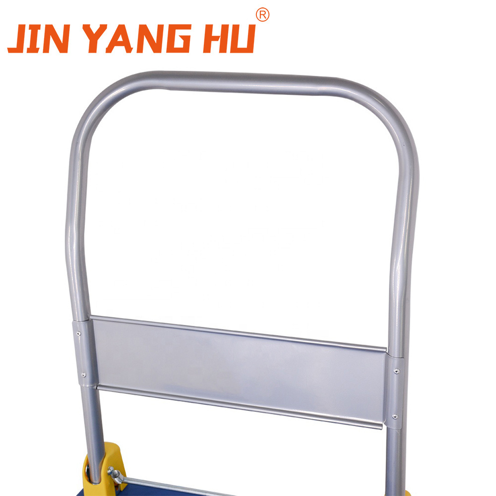 JIN YANG HU Folding Trolley Cart 200kg/400kg/ 600kg Four- wheel blue plastic Hand Cart for cargo transportation