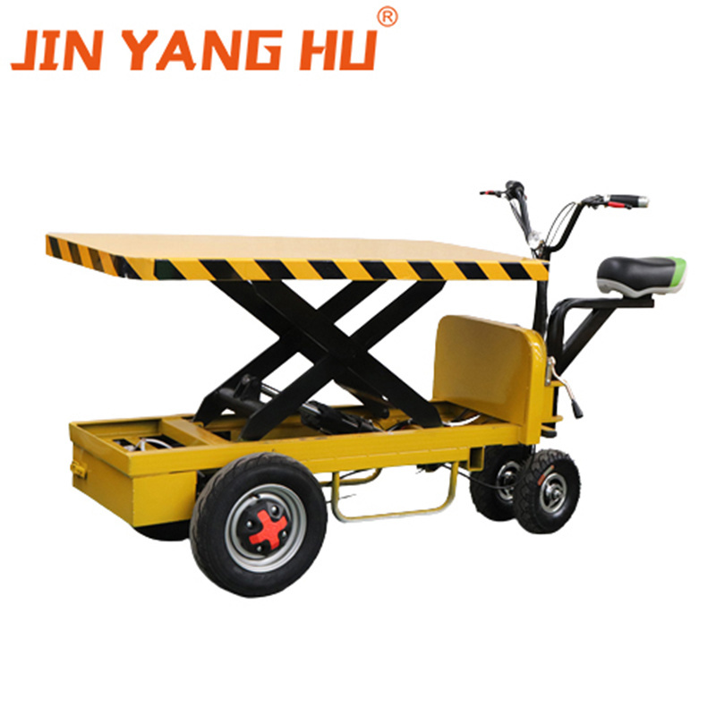 JIN YANG HU Electric Lift Flatbed Trolley Hot Sale Mobile Scissor Lift Tables Hydraulic Platform Truck