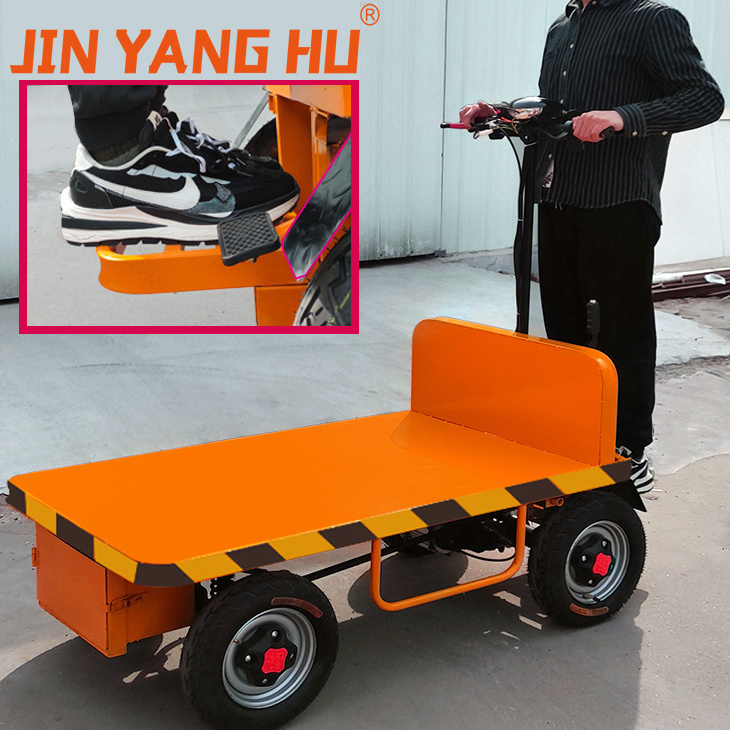 JIN YANG HU 500KG Electric Flatbed Trolley Four-wheel Small Electric platform truck for Warehouse Construction Sites