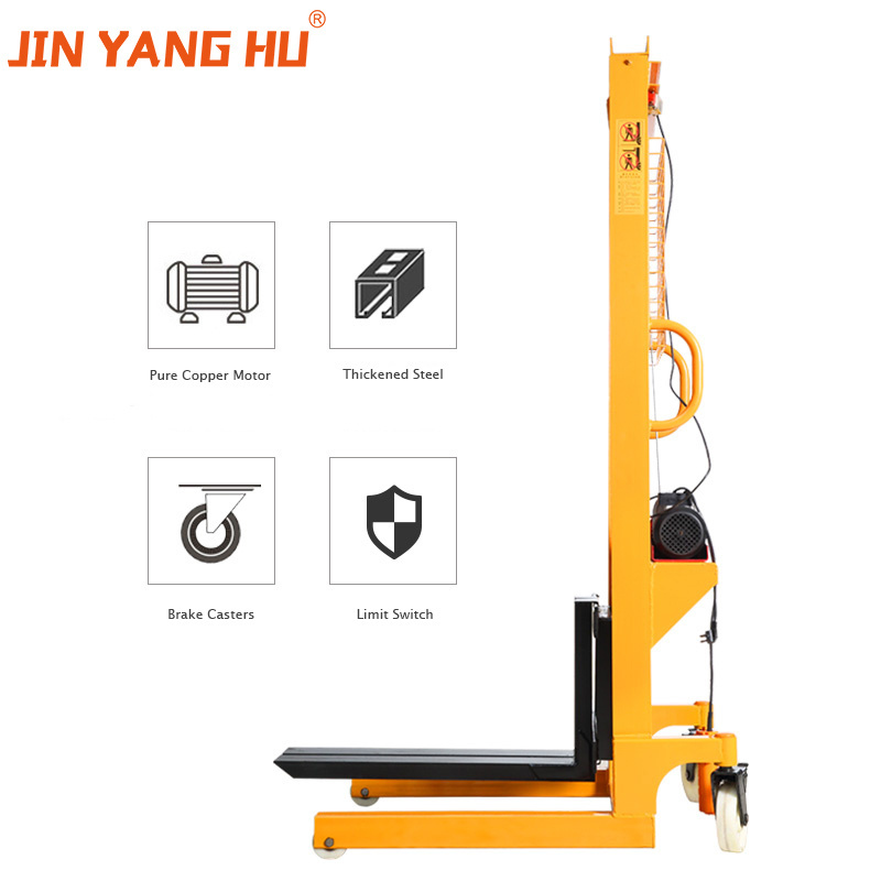 JIN YANG HU Portable Semi-electric Stacker 2 Ton Pallet Stacker by Electric Hoist Lift walk behind forklift