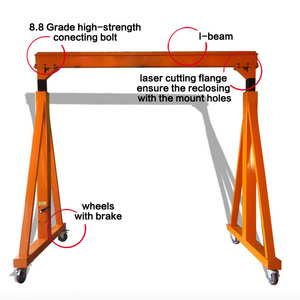 3 ton mini indoor Single Girder mobile gantry crane with electric hoist in warehouse material lifting