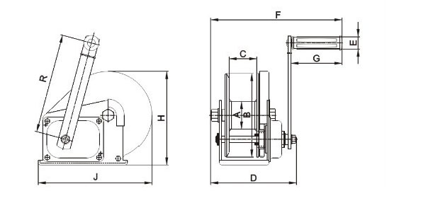 High-quality 800/1600/2500lbs mini portable small boat trailer manual hand winch cable winch hand wire rope winch