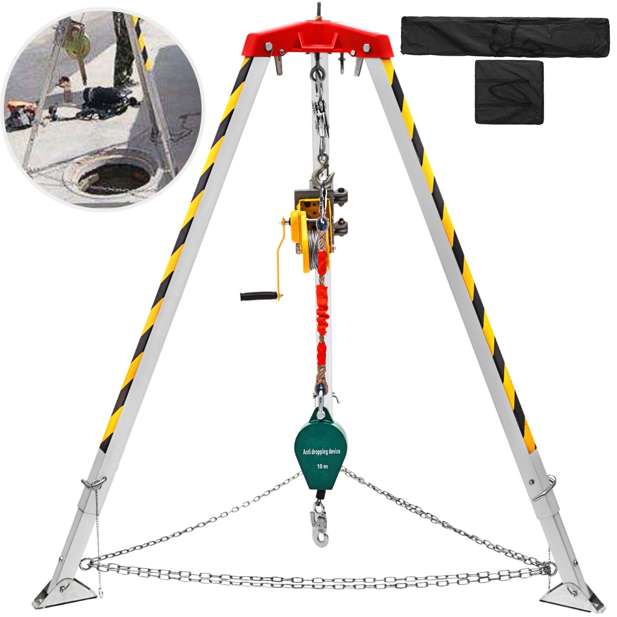 350kg Portable Safety Aluminium Rescue Tripod tool with winch