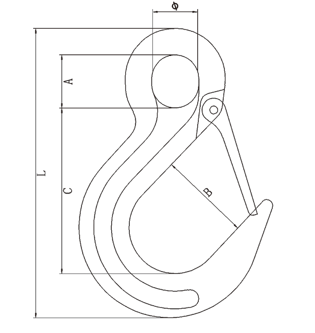 JINYANGHU High Strength G80  Industrial Container Sling Crane Hook With Latch eye Lifting Sling Hook for Lifting