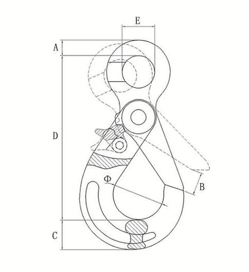 JINYANGHU Hot selling Alloy Steel G80 European Type Lifting Rigging Hoist Eye Hook Safety Self-locking Hook