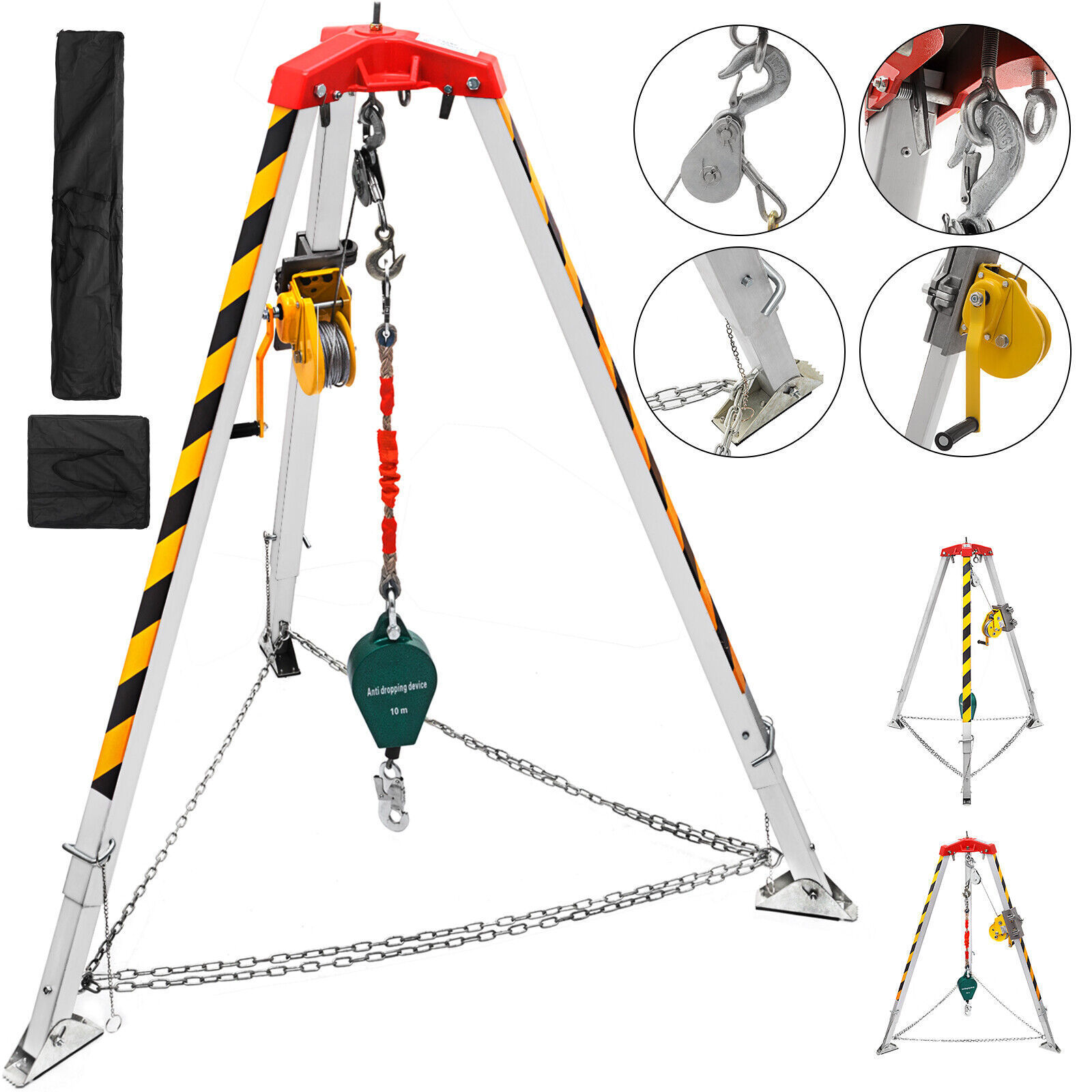 350kg Portable Safety Aluminium Rescue Tripod tool with winch