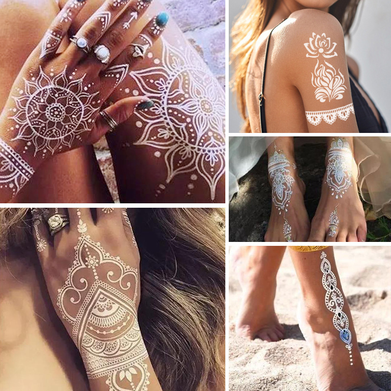 Sexy Full Body Colorful Temporary Hand Henna Tattoo Stickers Tatouage Marron Designs Henna Tattoo Stencils