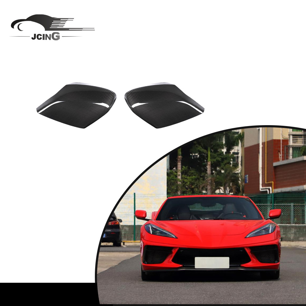 High End Replacement Real Carbon Fiber Side Rearview Mirror Cover Caps for Corvette C8 Stingray 20-23