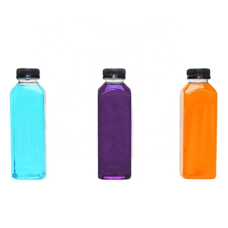 Wholesale 16 oz Empty BPA Free PET Plastic Beverage Juice Smoothie Water Bottles with Cap