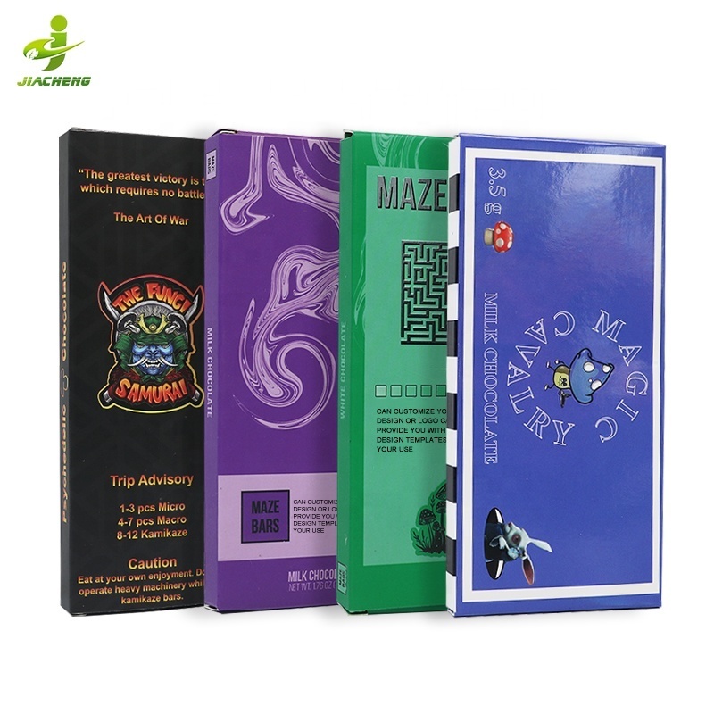 Custom Luxury UV Stamping Embossing White Cardboard Folding Candy Mushroom Chocolate Bar Packaging Boxes with Logo