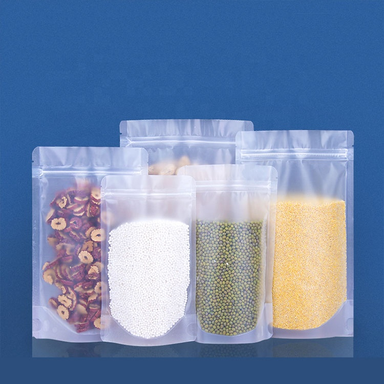 laminated biodegradable waterproof eco friendly plastic transparent zipper standing clear packaging pouches bags with zipper