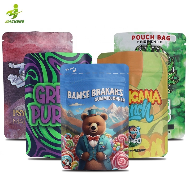 Custom Logo Packaging 1oz 28g /  7 gram / 4x5 inch 3.5 g Edible Candy Cookie Smell Proof Zipper Mylar Plastic Bag