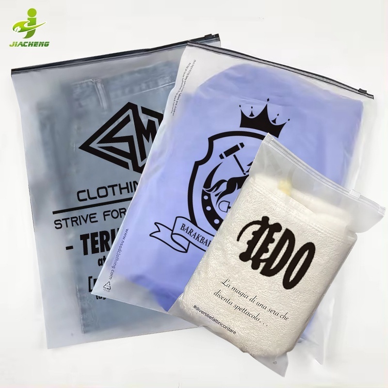 Custom printed apparel dress hoodie t shirt clothing packaging zipper bag frosted poly plastic ziplock bags for clothes