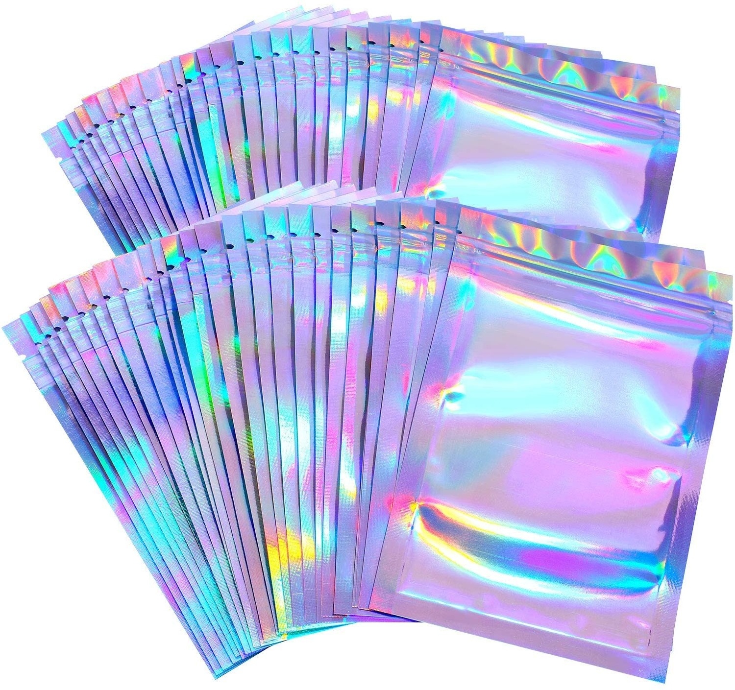 One Side Transparent holographic ziplock Packaging Small Zipper lock Mylar Hologram Bags