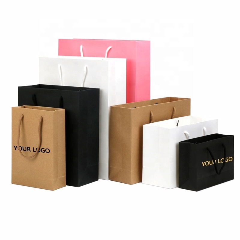 Custom Luxury Clothing Retail Bag Packing Pink Gift Bag bolsas de papel Shopping Packaging Paper Bags With Handles For Clothes