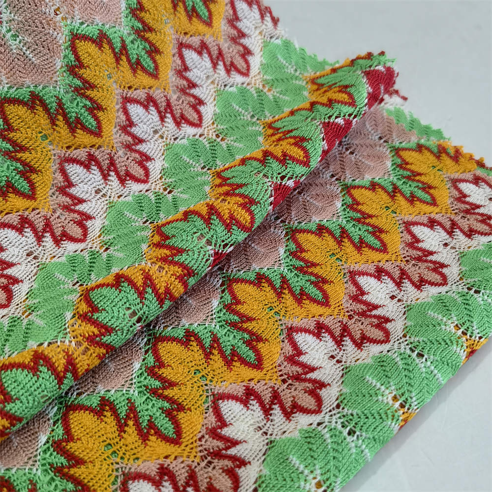 K1290182H  Fancy  fabric Colorful  Yarn dyed  lace knit fabric