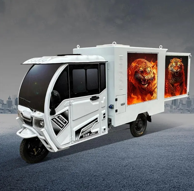 High Quality Flexibility Outdoor Advertising Digital Tricycle and 3 sides Full Color LED Screen Electric Vehicles.