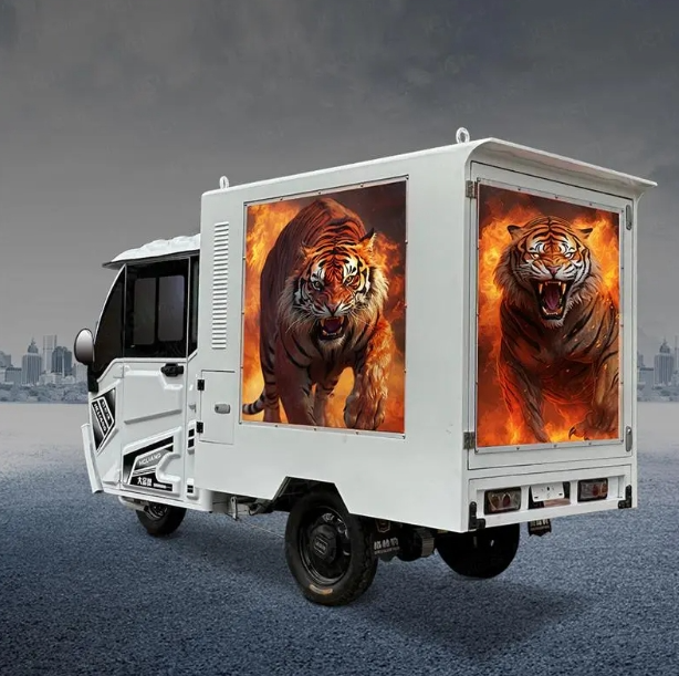 High Quality Flexibility Outdoor Advertising Digital Tricycle and 3 sides Full Color LED Screen Electric Vehicles.