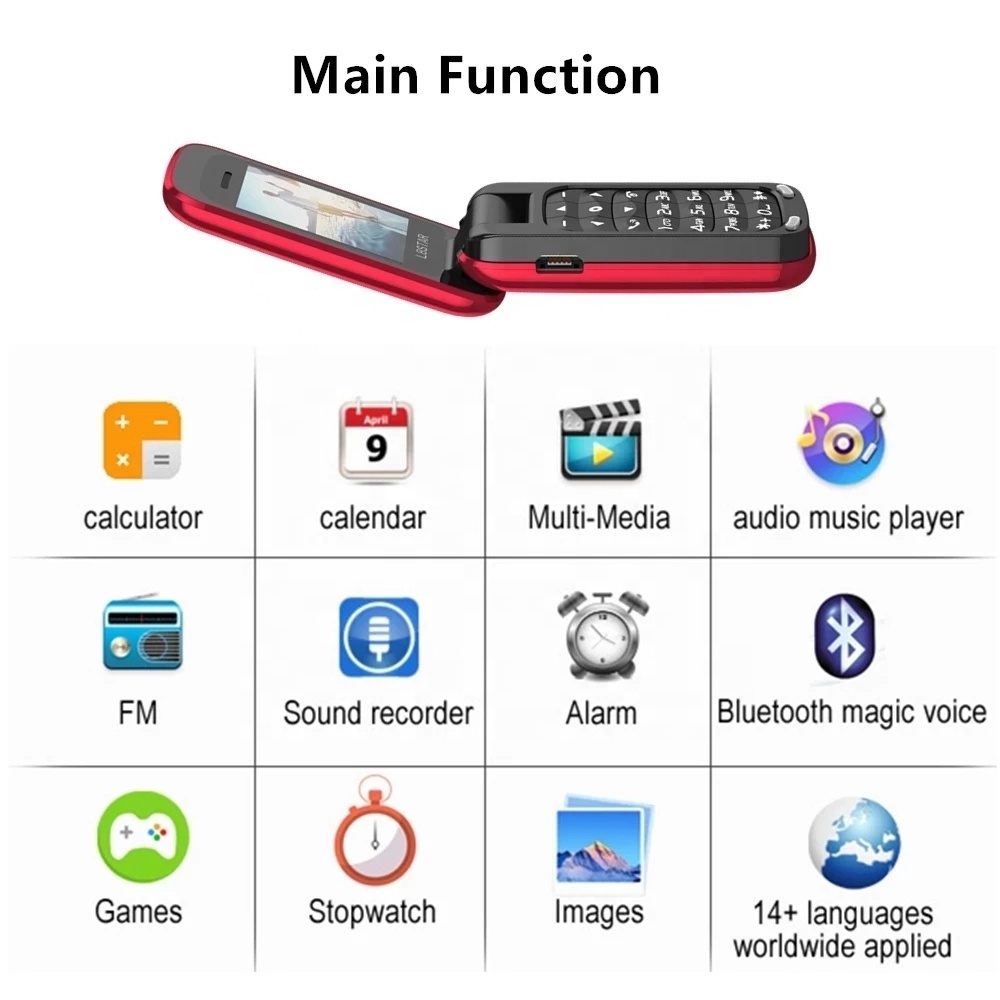 L8star BM60 Mini Flip Music Phone FM Radio Mp3 Player 1.14 Inch Dial Mobile Phones