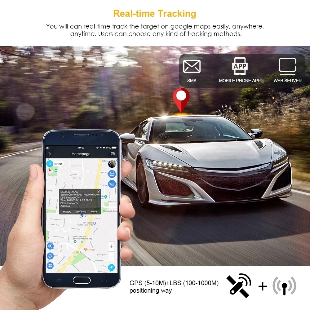 Car GPS Tracker LK209C 2G 4G 20000mAh 240 Days Standby Waterproof Vehicle GPS Locator TK918 Magnets Drop Shock Alarm