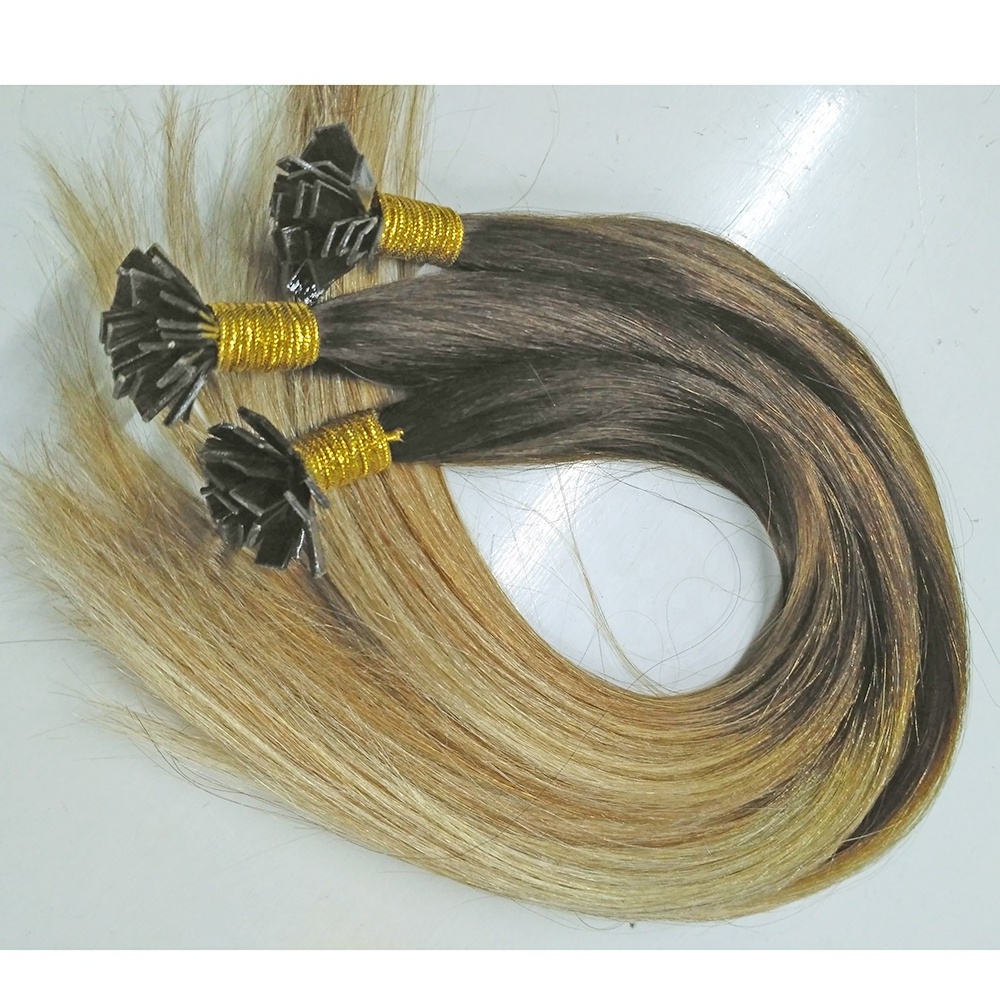 Balayage Ombre Black to Brown with Blonde Highlights Micro Ring Loop Hair Extensions with Silicone Beads Wholesaler