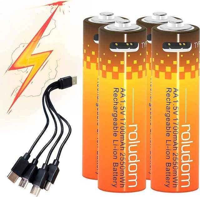 1.5v Lithium Battery Cell 2550mwh Long Lasting Usb Rechargeable Double A Li-ion Batteries