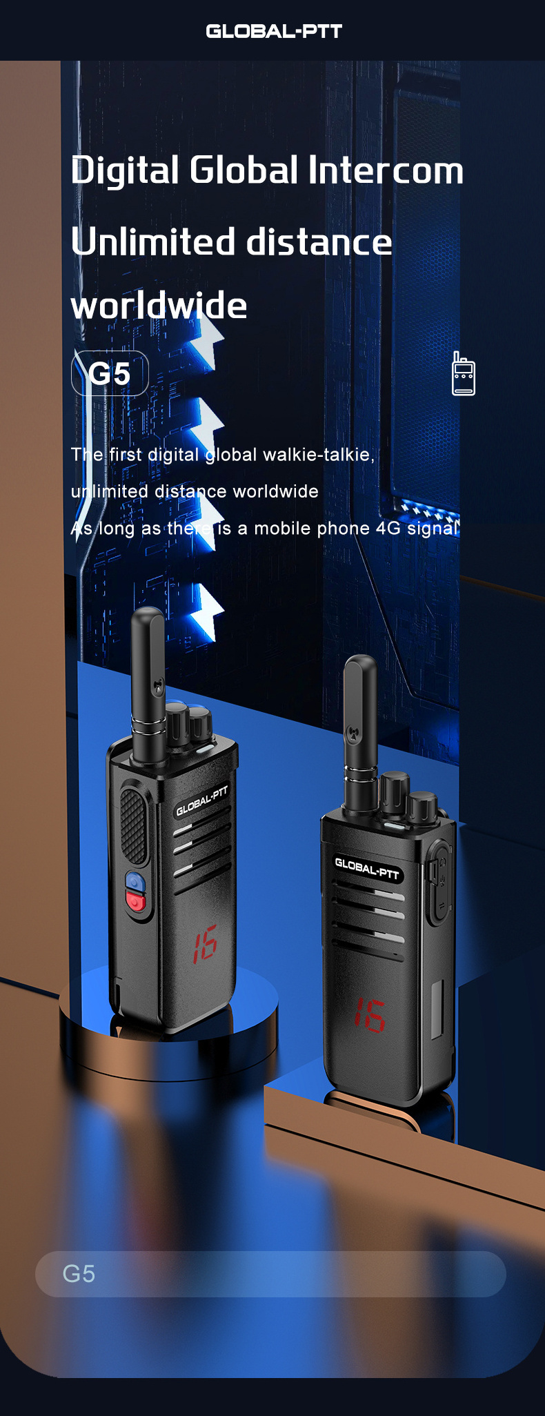 Professional handheld two-way walkie-talkie long Intercom 1000 mile range android walkie talkie