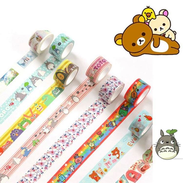 Wholesale custom waterproof CMYK cartoon cute decorative masking paper kawaii washi tape