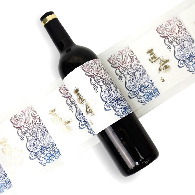 Wholesale Customized Self Adhesive Private Luxury Textured Paper Embossed Gold Foil Wine Label Stickers