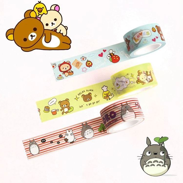 Wholesale custom waterproof CMYK cartoon cute decorative masking paper kawaii washi tape