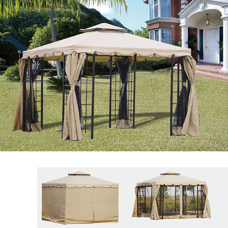 Wholesale Canopy Rattan Outdoor Garden double top patio shade pavilion metal luxury tent gazebo tent with canopy