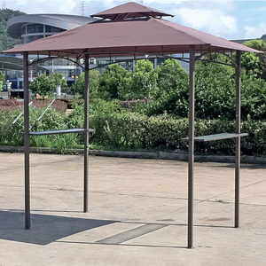 Wholesale custom soft double layer bbq grill canopy gazebo simple outdoor waterproof iron pavilion gazebo with glass countertop