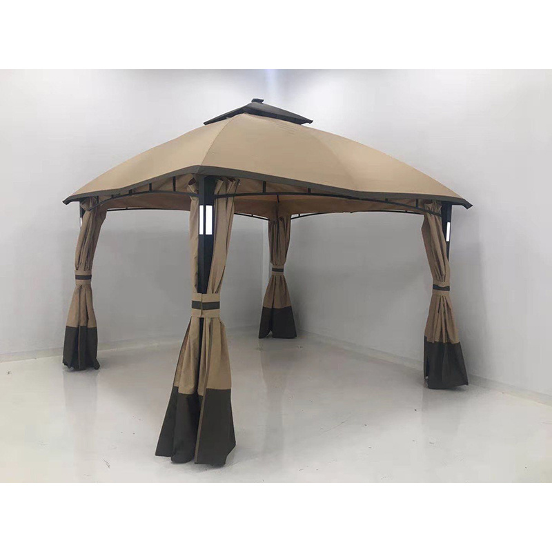 10x10 ft Solar light Outdoor Gazebo for Patios Canopy  Soft Top Metal Frame for Lawn, Backyard  Tent/canopy/gazebo