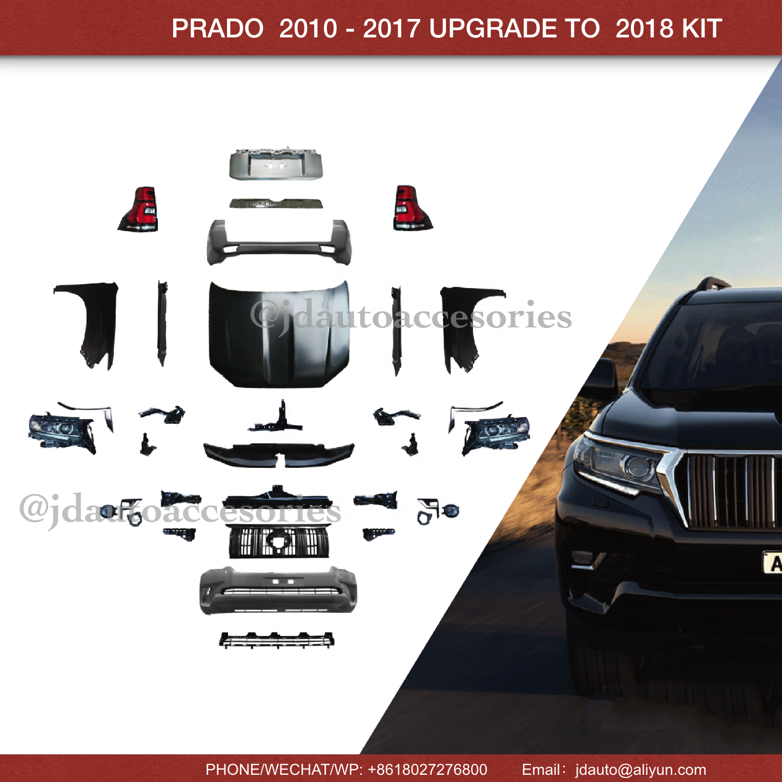 JD AUTO Complete Facelift Upgrade kit bumper kit Body Kit for Land Cruiser Prado fj150 2018 2021