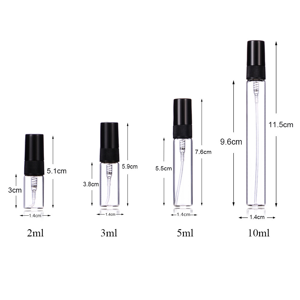 Small Sample Perfume Bottle 2ml 3ml 5ml 10ml Mini Empty Clear Spray Bottle Glass Tube Perfume Atomizer Tester Oil Packaging