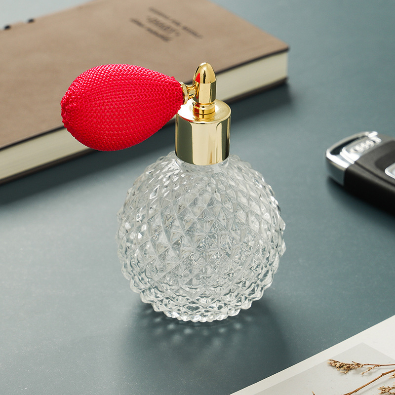 Unique Aromatherapy Empty Bottle Pineapple Shape 100ml Luxury Round Perfume Bottle Vintage Perfume Glass Bottle With Airbag Pump